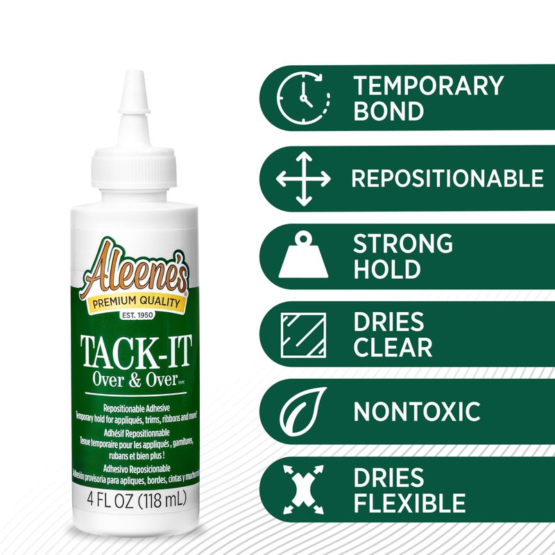Aleene's Tack-It Over & Over Liquid Glue 4 fl oz, Repositionable and Removable Adhesive, Clear - Image 3